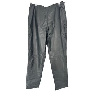 Vtg Herve Benard Womens Black Leather Pants Size 12 Biker‎ Moto Leather Lined